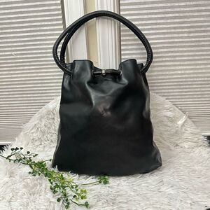 Givenchy Parfums Womens‎ Open Top Cinched Polished Faux Leather Tote Bag Black